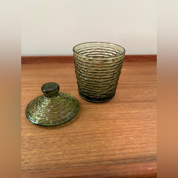 Vintage Anchor Hocking Soreno Avocado Green glass sugar bowl and creamer set - Picture 5 of 6